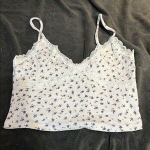 Floral Lace Trim Cami Top - White